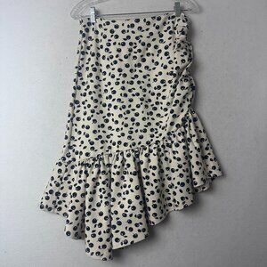 Maeve Anthropologie Flounced Skirt sz M Off White Ivory Black Cherry’s‎ ruched